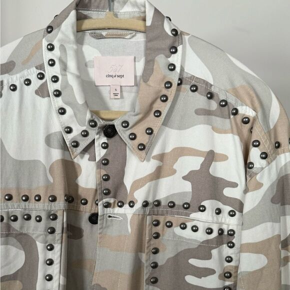 ⭕️ Cinq à Sept Chiara Camo Studded Jacket Women’s - Picture 9 of 14